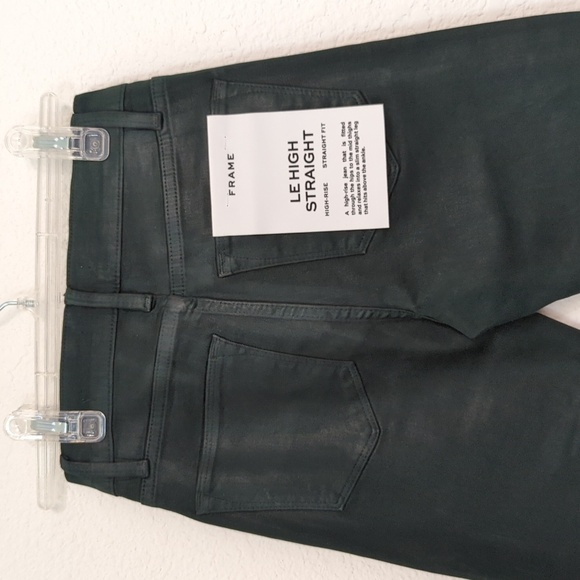 NEW Frame Le High Straight Cropped Jeans Pine Green 24 super stretch denim - Picture 10 of 14